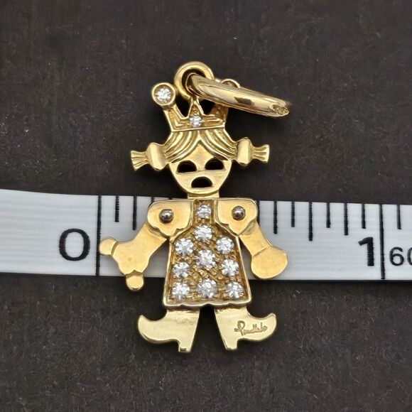 RARE Pomellato Jewelry Queen Diamond 18k Yellow Gold Charm Pendant Movable Arms - Picture 10 of 11